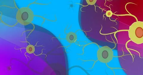 Image of cell icons on blue background Illustrazione stock