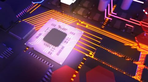 Image of a central processing unit, working processing technology, computer t イラスト素材