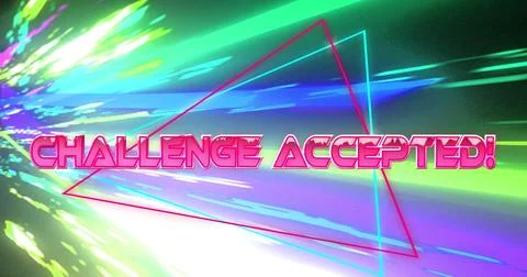 Image of challenge accepted text on multi coloured background Stock Illustration