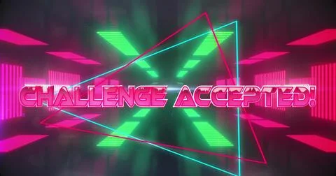 Image of challenge accepted text over moving digital tunnel Stock Illustration