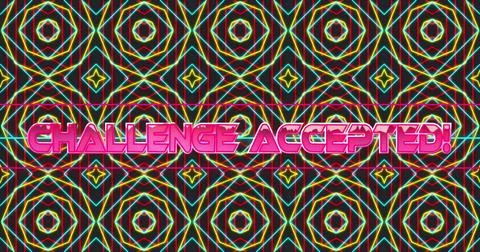 Image of challenge accepted text over shapes Stock Illustration