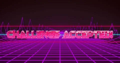 Image of challenge accepted text over letters and grid Stockfoto's