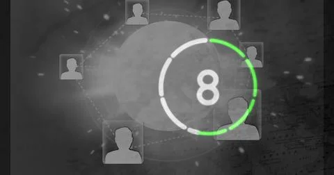 Image of changing numbers and network of connection over black background Stock Illustration