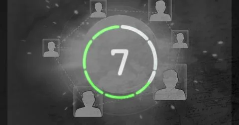 Image of changing numbers and network of connection over black background Stock Illustration