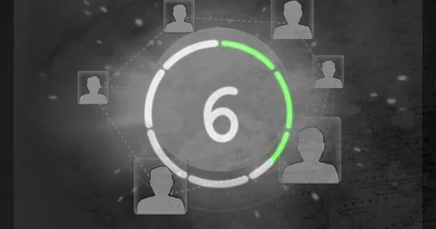 Image of changing numbers and network of connection over black background Stock Illustration