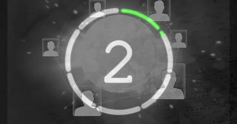 Image of changing numbers and network of connection over black background Illustrazione stock