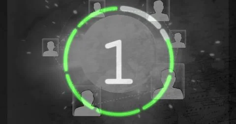 Image of changing numbers and network of connection over black background Illustrazione stock