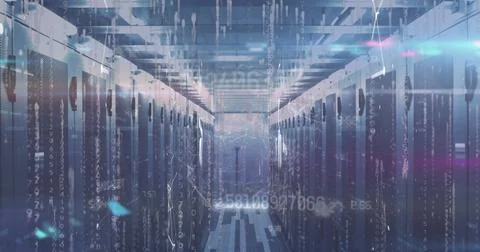 Image of changing numbers and network of connections against binary coding over Stock Photos
