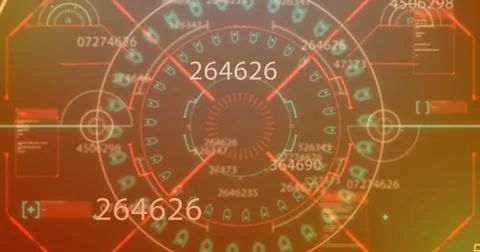 Image of changing numbers, mandala pattern and computer language over abstract Stock Photos