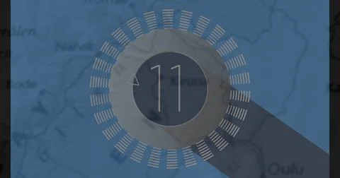 Image of changing numbers over map Ilustração Stock
