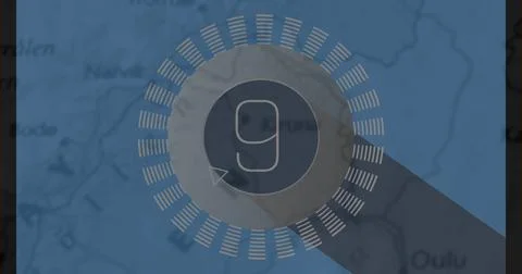 Image of changing numbers over map Ilustração Stock