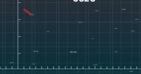 Image of changing numbers over red graph and grid pattern against black Stock Photos