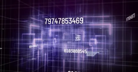 Image of changing numbers over violet and black space Ilustração Stock