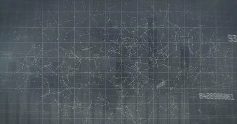 Image of changing numbers, security chain icon and network of connections on Illustrazione stock