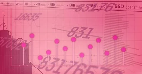 Image of changing numbers, statistical and stock market data processing against 스톡 일러스트