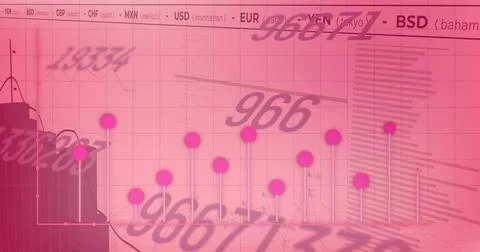 Image of changing numbers, statistical and stock market data processing against 스톡 일러스트