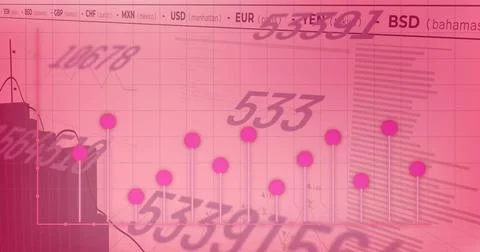 Image of changing numbers, statistical and stock market data processing against 스톡 일러스트