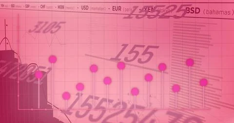 Image of changing numbers, statistical and stock market data processing against Foto stock
