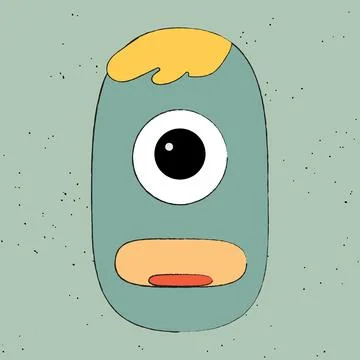 Image of character Monster on blue background Stock Illustration