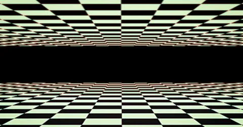 Image of checkerboard pattern moving in hypnotic motion against black background Illustrazione stock