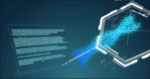 Image of chemical formula over data processing and dna strand 스톡 사진