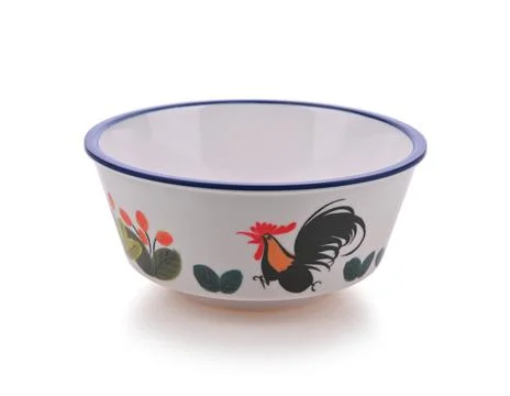 Image of chicken pattern on bowl isolated on white background. Stock-Fotos