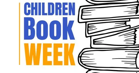 Image of children book week text over books on white background イラスト素材