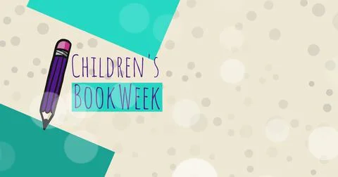 Image of children's book week text over spots on beige background イラスト素材