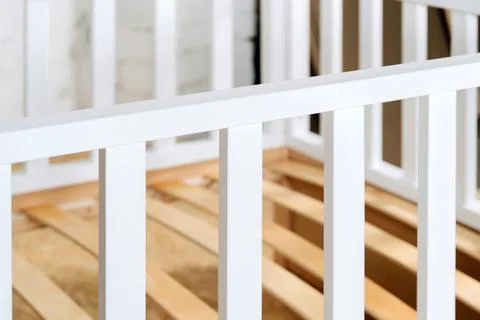 The image of the child's bed, bed railing. 스톡 사진
