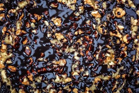 Image of chocolate nut cake as background Stock Photos