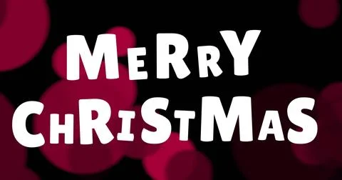 Image of christmas greetings text over red spots falling on black background Ilustração Stock