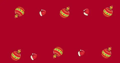 Image of christmas pattern and copy space on red background Stock Illustration