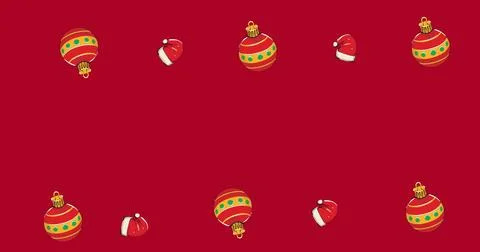 Image of christmas pattern and copy space on red background Stock Photos