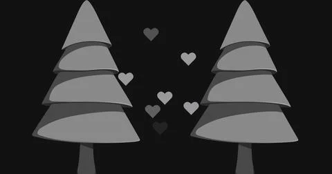 Image of christmas trees over black background Stock Illustration