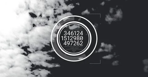 Image of circle and data processing over clouds Stock Photos