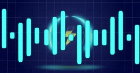 Image of circle with flash over digital screen with financial graphs Ilustração Stock