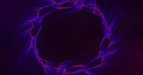 Image of circle glowing light trails moving on seamless loop on dark background Stock Illustration