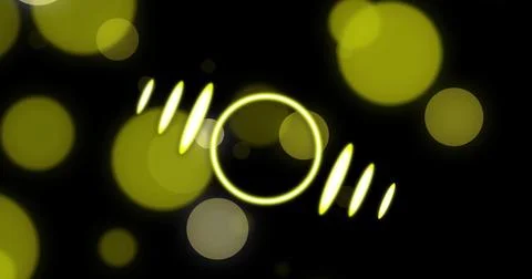 Image of circle over digital space with dots Stock Photos
