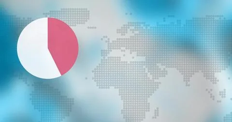 Image of circle over world map on blue background Stock Illustration