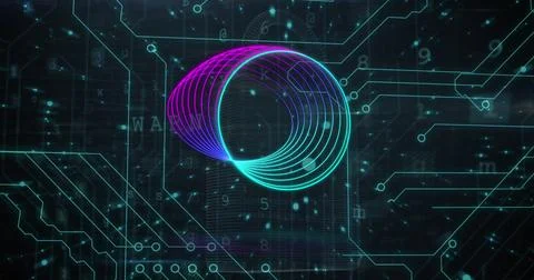 Image of circles and data processing over network of connections Stock Photos