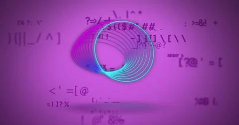 Image of circles over data processing 库存插图