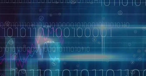 Image of circles over data processing Foto stock