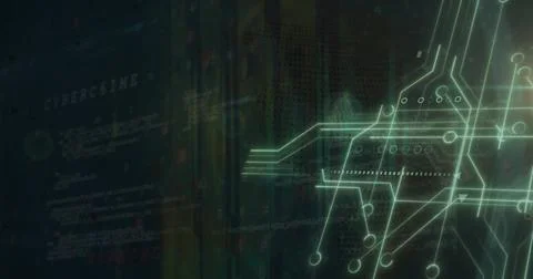 Image of circuit board and computing data processing over computer servers Stock Illustration