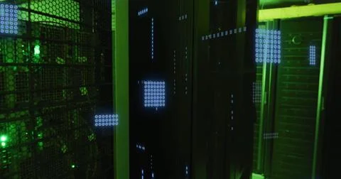 Image of circuit board and data processing over computer servers Stock Illustration