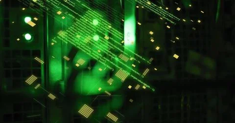 Image of circuit board and data processing over computer servers Stock Illustration