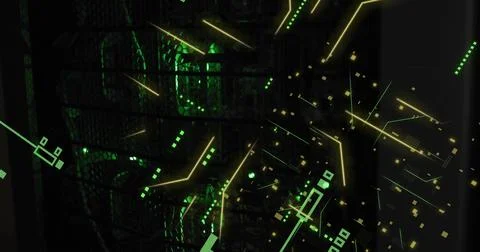 Image of circuit board and data processing over computer servers Stock Illustration