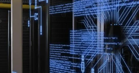 Image of circuit board and data processing over computer servers 스톡 일러스트