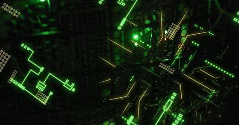 Image of circuit board and data processing over computer servers 스톡 일러스트