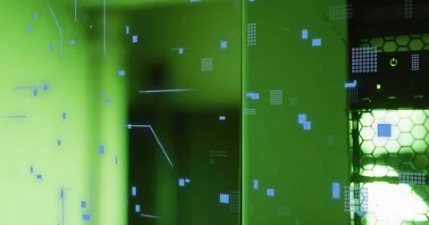 Image of circuit board and data processing over computer servers イラスト素材