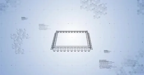Image of circuit board and data processing over white background Illustrazione stock